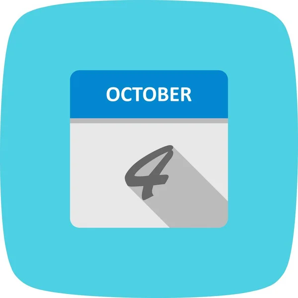 4. Oktober Datum an einem einzigen Tag Kalender — Stockfoto