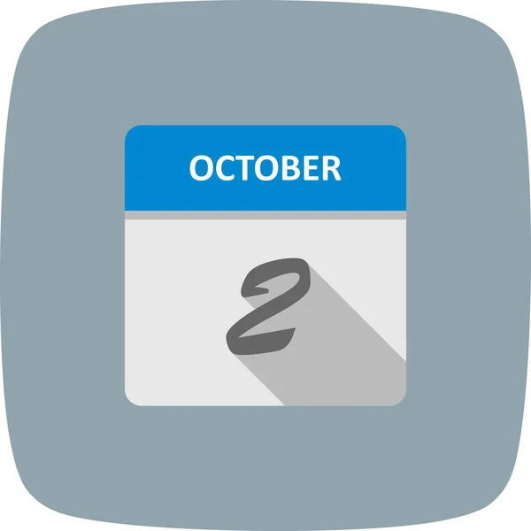 2. Oktober Datum an einem einzigen Tag Kalender — Stockfoto