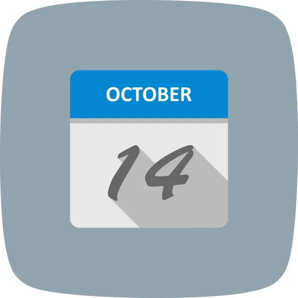 14 Ottobre Data su un Calendario Unico Giorno — Foto Stock