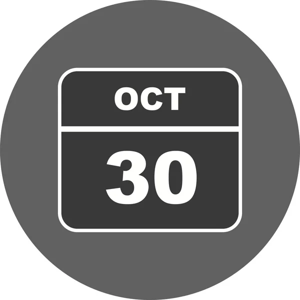 30th Οκτωβρίου ημερομηνία σε ημερολόγιο μίας ημέρας — Φωτογραφία Αρχείου