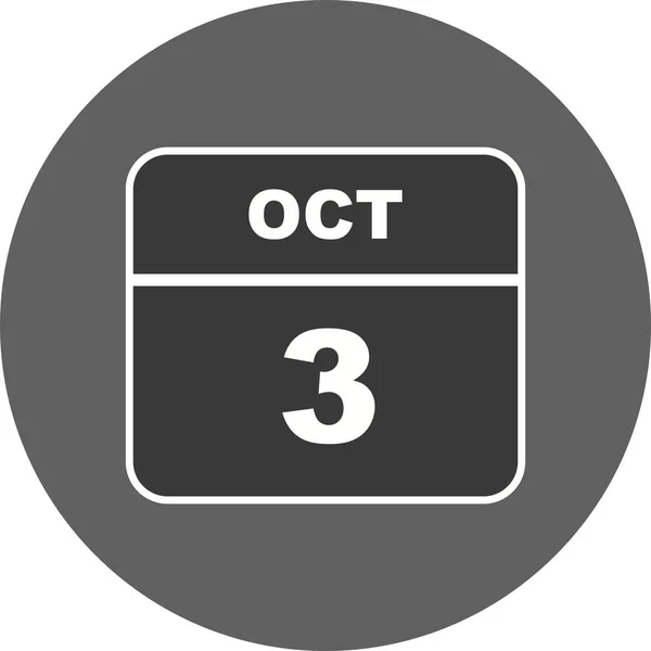 3 de octubre Fecha en un calendario de un solo día —  Fotos de Stock