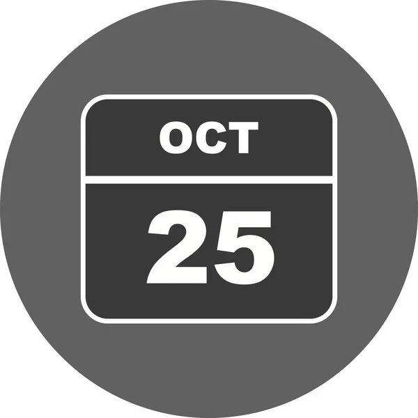 Дата 25 октября в календаре одного дня — стоковое фото