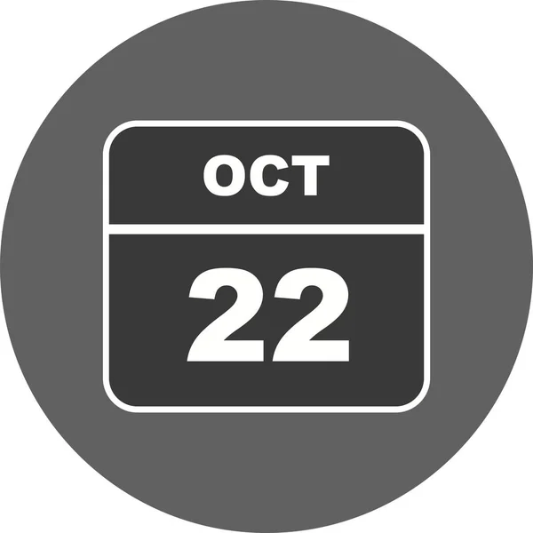 22 de octubre Fecha en un calendario de un solo día — Foto de Stock
