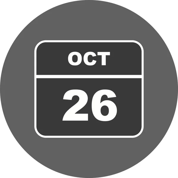 Дата 26 октября в календаре одного дня — стоковое фото