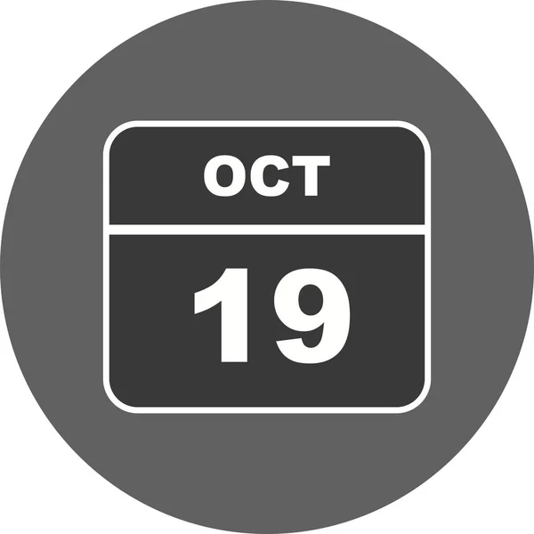 Říjen 19 Datum v kalendáři jednoho dne — Stock fotografie
