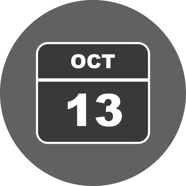 13 octobre Date sur un calendrier d'un seul jour — Photo