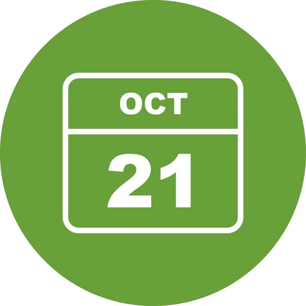 21 października Data w kalendarzu jednodniowe — Zdjęcie stockowe