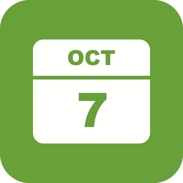 7 de octubre Fecha en un calendario de un solo día —  Fotos de Stock