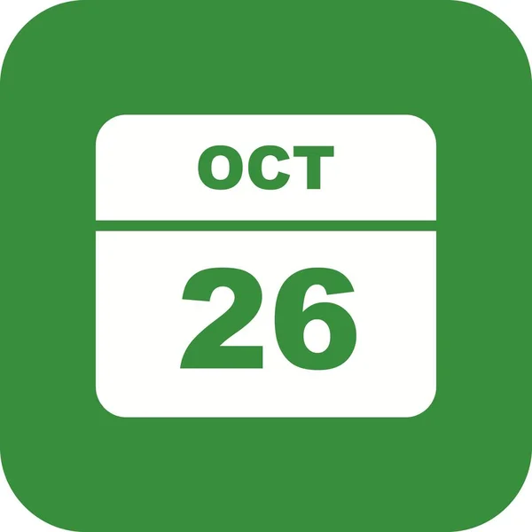 26 de outubro Data em um calendário único dia — Fotografia de Stock
