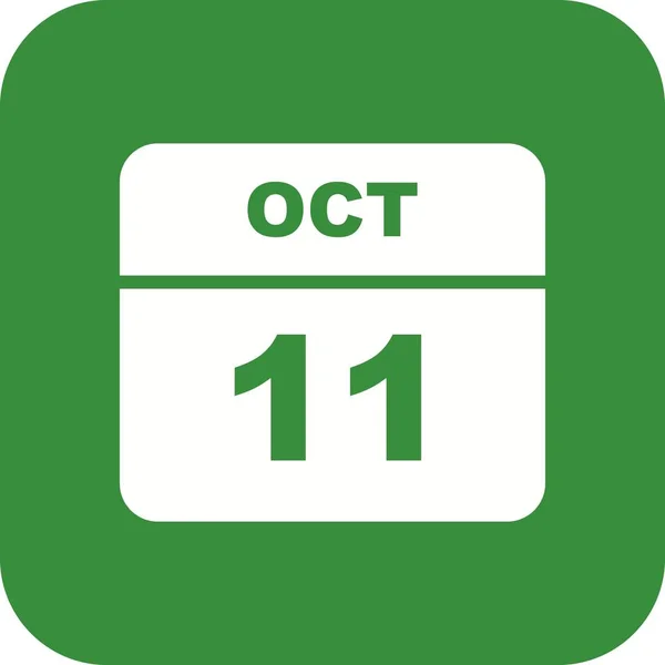 11 października Data w kalendarzu jednodniowe — Zdjęcie stockowe