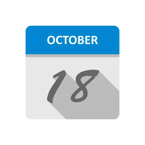 18 октября Дата в календаре одного дня — стоковое фото