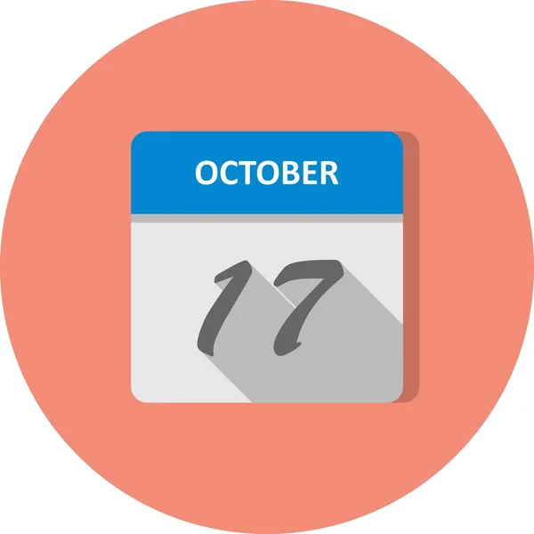 Október 17. dátum egy egynapos naptárban — Stock Fotó