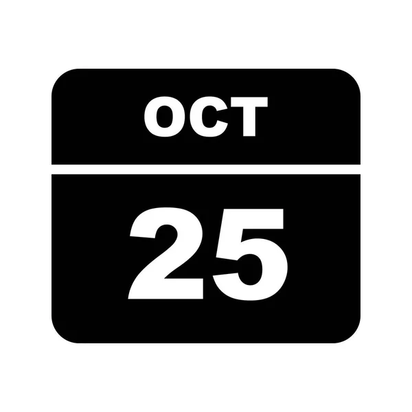25. Oktober Datum an einem einzigen Tag Kalender — Stockfoto