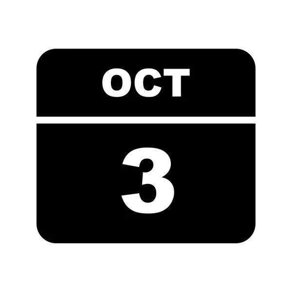 3. Oktober Datum an einem einzigen Tag Kalender — Stockfoto