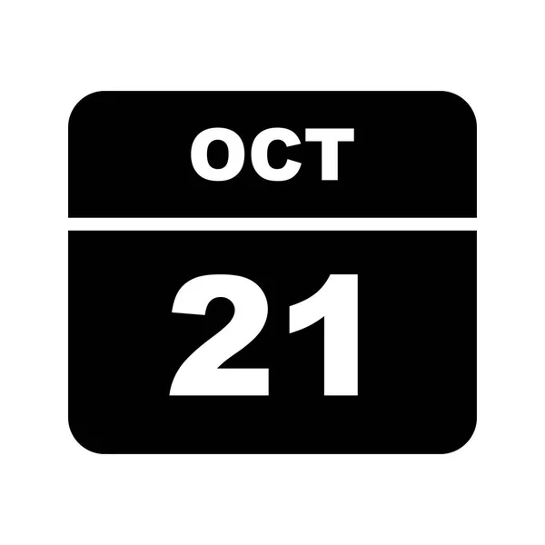 21ο Οκτωβρίου ημερομηνία σε ημερολόγιο μίας ημέρας — Φωτογραφία Αρχείου