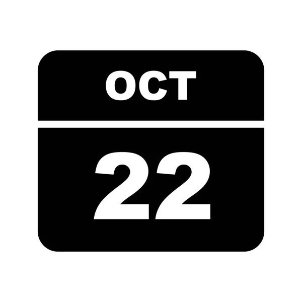Tanggal 22 Oktober pada Kalender Hari Tunggal — Stok Foto
