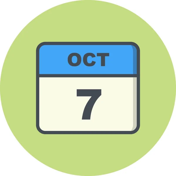 7 października Data w kalendarzu jednodniowe — Zdjęcie stockowe
