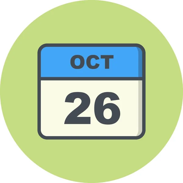 26. Oktober Datum an einem einzigen Tag Kalender — Stockfoto