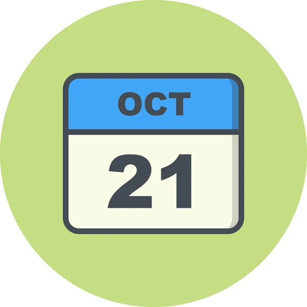 21 de octubre Fecha en un calendario de un solo día — Foto de Stock