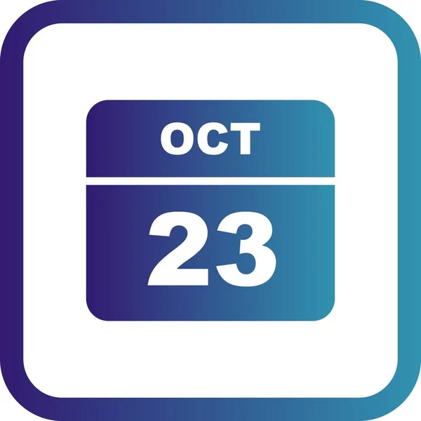 23 oktober datum op een enkele dag kalender — Stockfoto