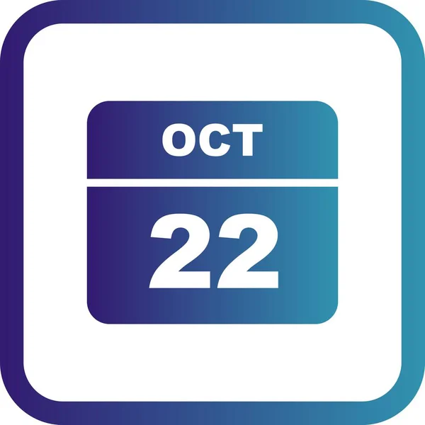22 oktober datum op een enkele dag kalender — Stockfoto