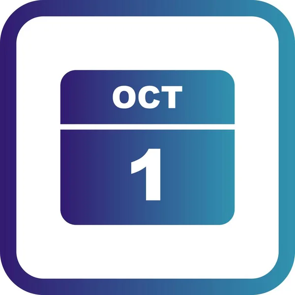 1 października Data w kalendarzu jednodniowe — Zdjęcie stockowe