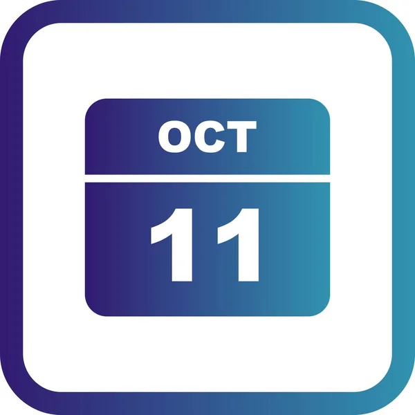 11 oktober datum op een enkele dag kalender — Stockfoto