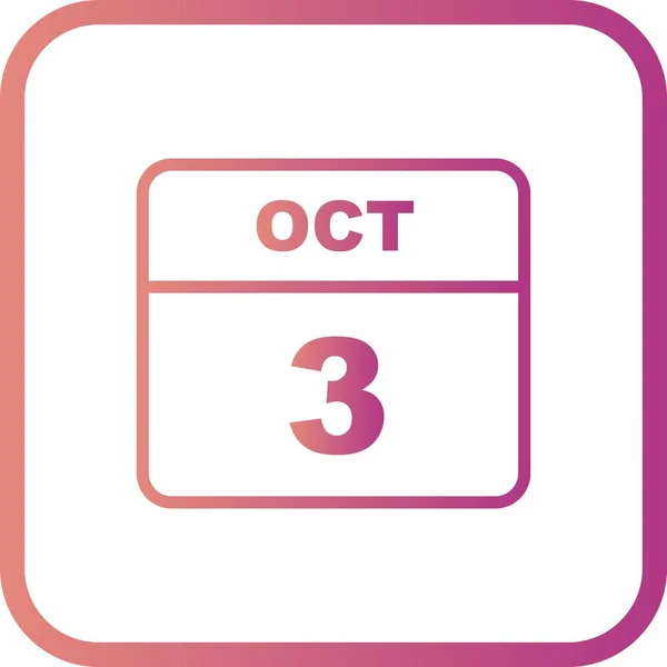 03 de outubro Data em um calendário único dia — Fotografia de Stock