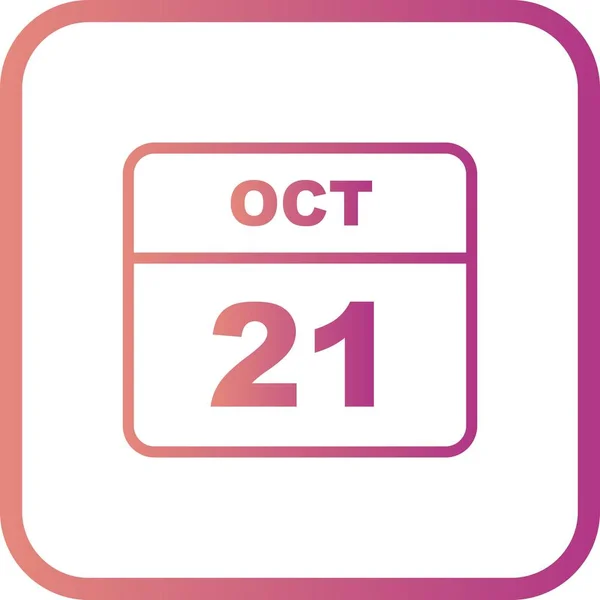 21 de outubro Data em um calendário único dia — Fotografia de Stock
