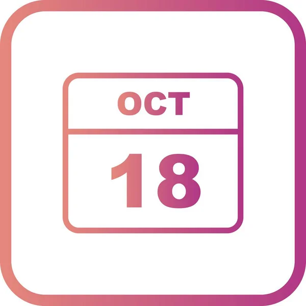 18 de outubro Data em um calendário único dia — Fotografia de Stock