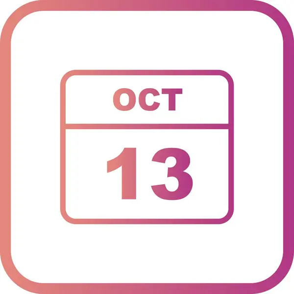 13 de outubro Data em um calendário único dia — Fotografia de Stock
