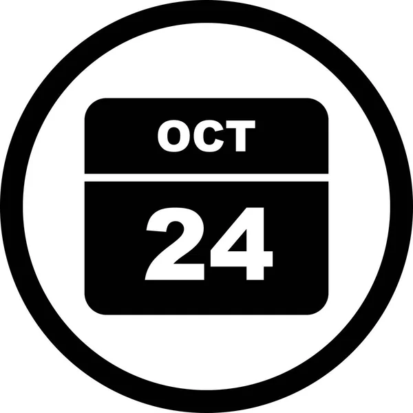 24 de outubro Data em um calendário único dia — Fotografia de Stock