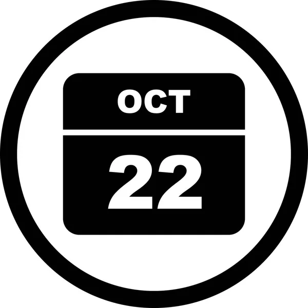 22 oktober datum på en enda dag kalender — Stockfoto