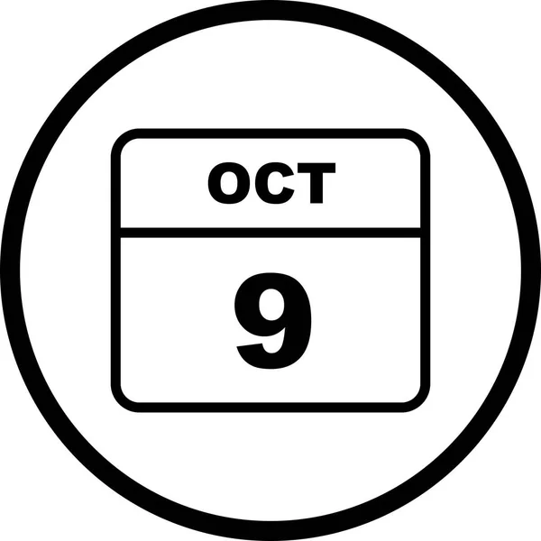 09 de outubro Data em um calendário de um único dia — Fotografia de Stock