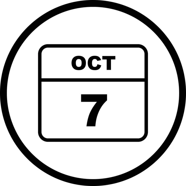 7th Οκτωβρίου ημερομηνία σε ένα ημερολόγιο μιας μέρας — Φωτογραφία Αρχείου