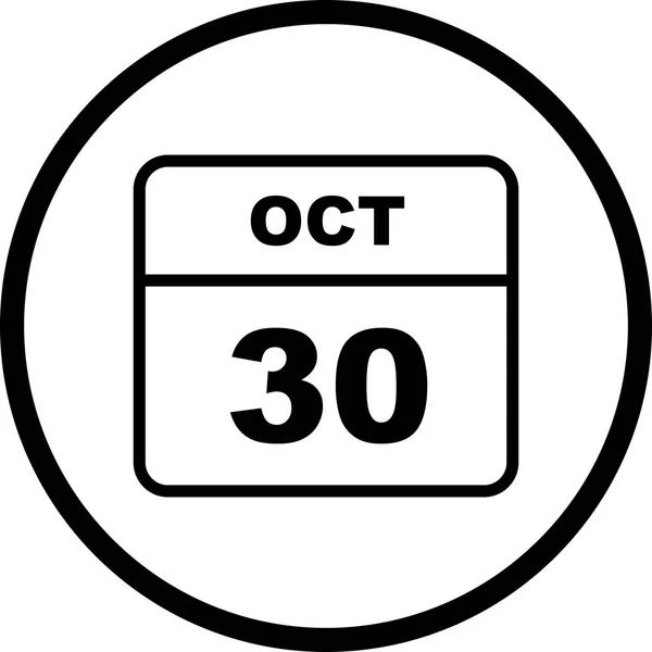 30. Oktober Datum an einem einzigen Tag Kalender — Stockfoto
