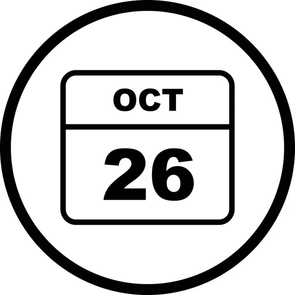 26 oktober datum op een enkele dag kalender — Stockfoto