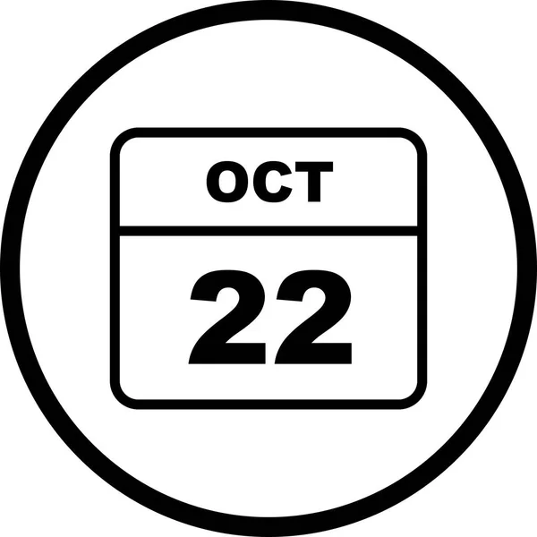 22nd Οκτωβρίου ημερομηνία σε ημερολόγιο μίας ημέρας — Φωτογραφία Αρχείου