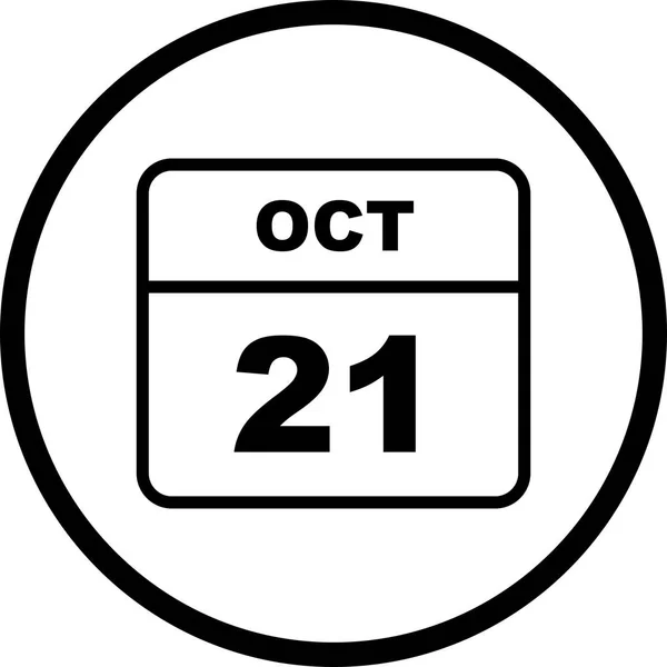 October 21st Date on a Single Day Calendar — Stock Photo, Image