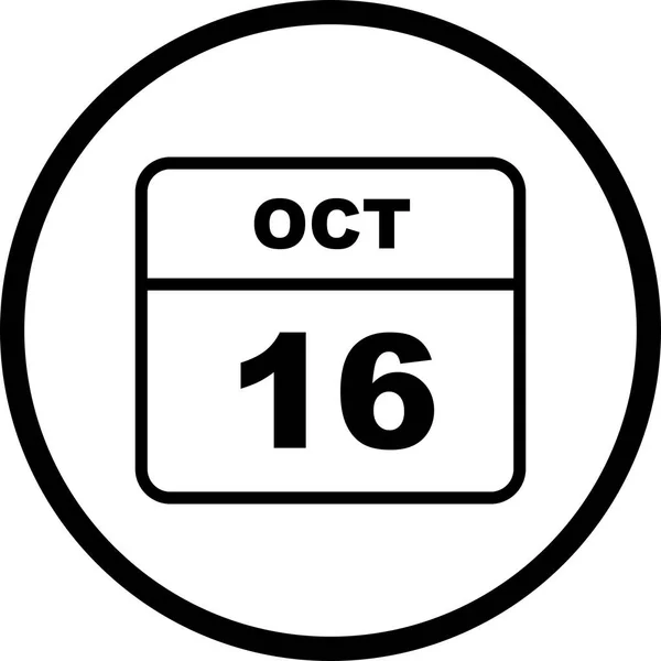 Дата 16 октября в календаре одного дня — стоковое фото