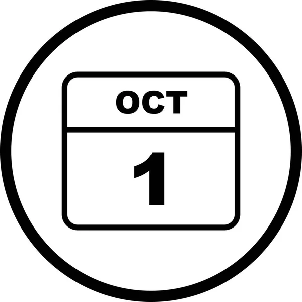 1er octobre Date sur un calendrier d'un seul jour — Photo