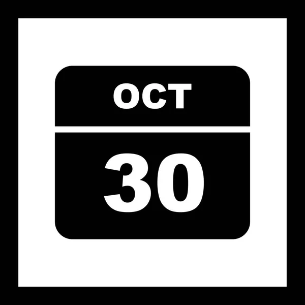 Дата 30 октября в календаре одного дня — стоковое фото