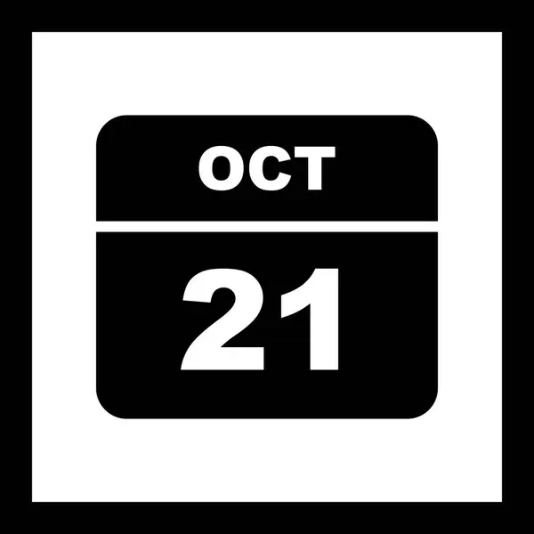 10月21日1日カレンダーの日付 — ストック写真