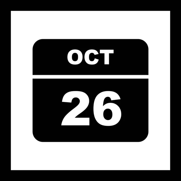 October 26th Date on a Single Day Calendar — Stock Photo, Image