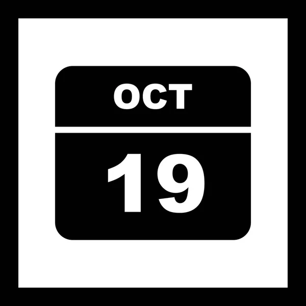 19 oktober datum op een enkele dag kalender — Stockfoto