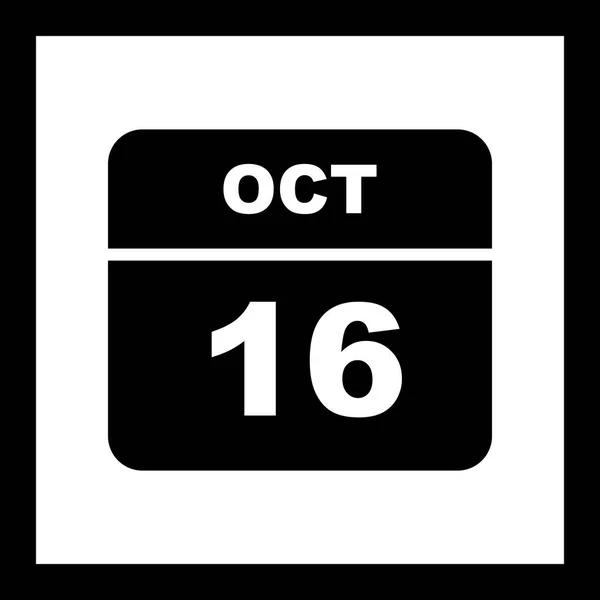 16 de octubre Fecha en un calendario de un solo día —  Fotos de Stock