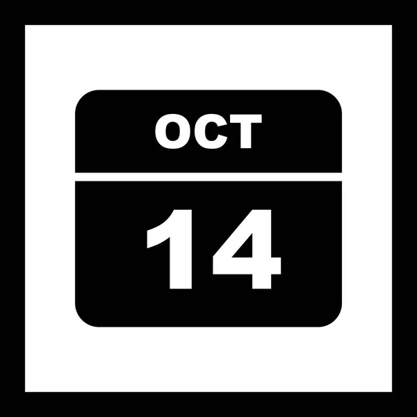14th Οκτωβρίου ημερομηνία σε ημερολόγιο μίας ημέρας — Φωτογραφία Αρχείου