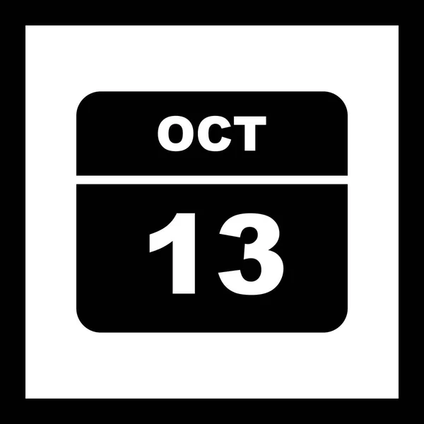 13 oktober datum op een enkele dag kalender — Stockfoto