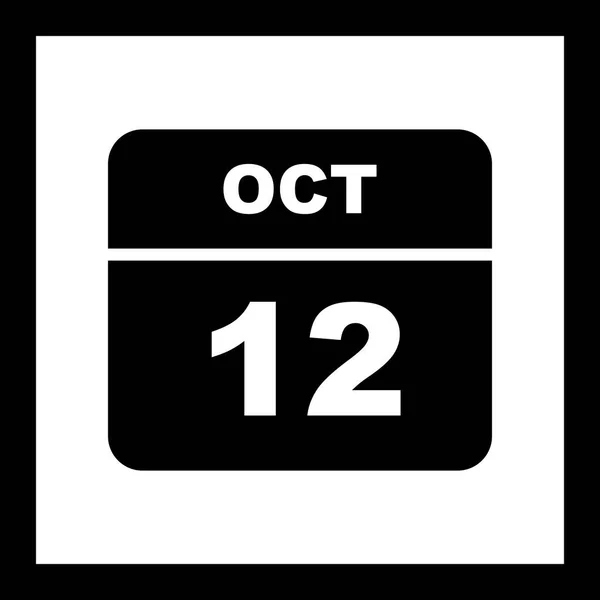 12 oktober datum op een enkele dag kalender — Stockfoto