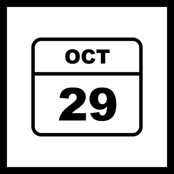 October 29th Date on a Single Day Calendar — Stock Photo, Image